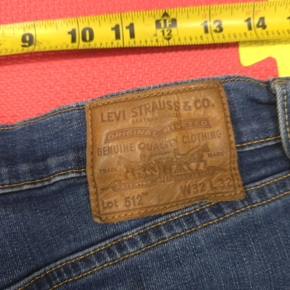 Levi's 512 Slim Taper Mens Blue Jeans W32 L32 Premium Waterless Dark Wash‎